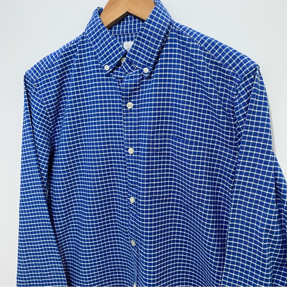 Gap Mens Blue And White Check Dress Shirt Long Sleeve M 100% Cotton - Picture 2 of 4